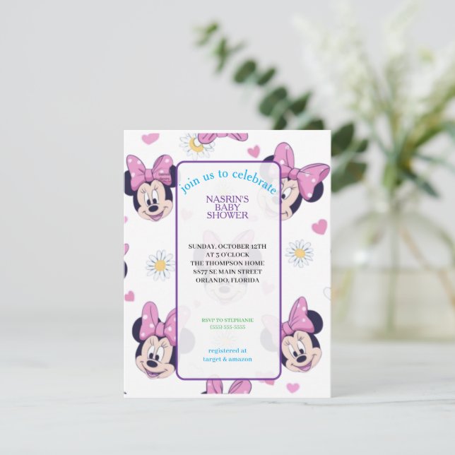 Mickey Mouse Polka Dot Baby Shower Invitation (Standing Front)