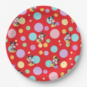 Mickey Mouse Polka Dot  red Baby Shower Paper Plate