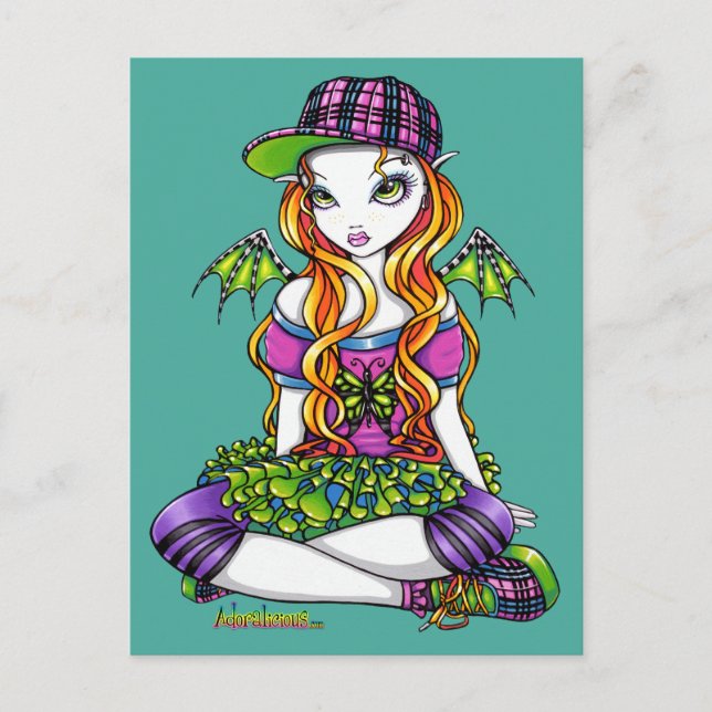 "Micky" Punky Rainbow Fairy Art Postcard (Front)