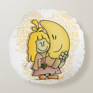 Micol hält den Mond fest Rundes Kissen Round Cushion