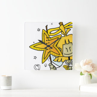 Micol - the cheerful star angel square wall clock