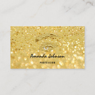 Micorblading Lash Brows Makeup Gold Glitter Logo Business Card