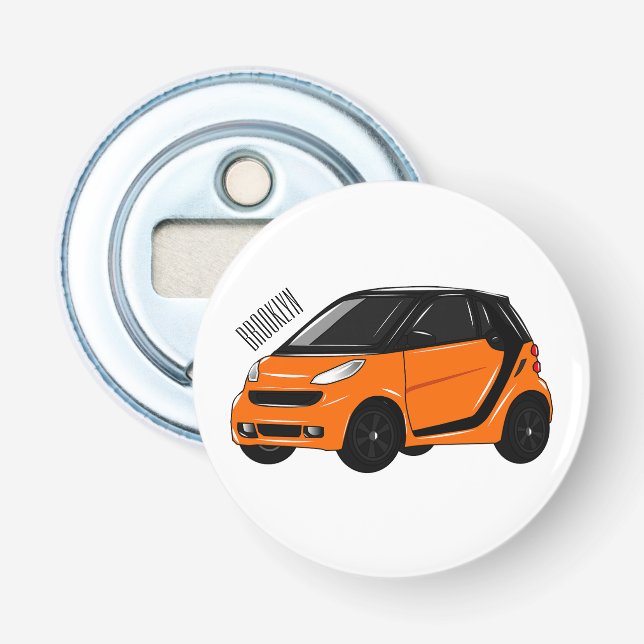 Micro car cartoon illustration bottle opener (Front)