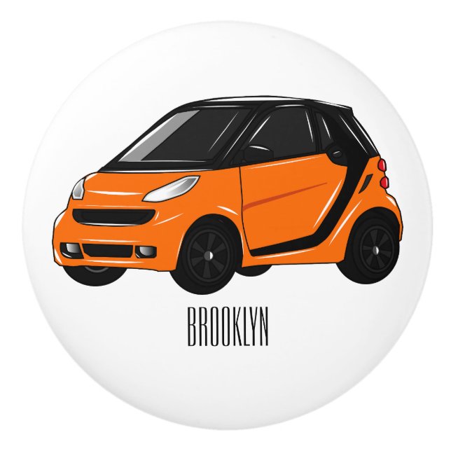 Micro car cartoon illustration ceramic knob (Front)