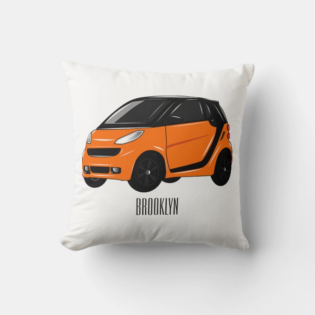 Micro car cartoon illustration cushion (Front)