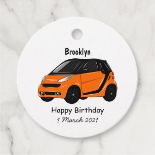 Micro car cartoon illustration favour tags