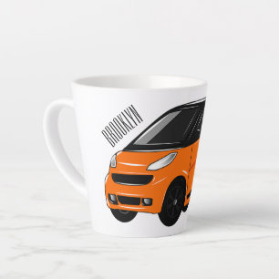 Micro car cartoon illustration latte mug