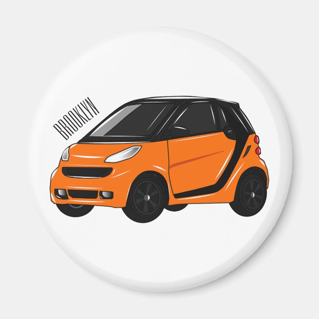 Micro car cartoon illustration magnet (Front)