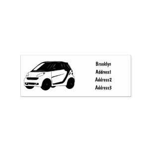 Micro car cartoon illustration rubber stamp
