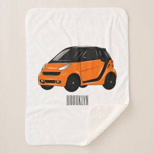 Micro car cartoon illustration sherpa blanket