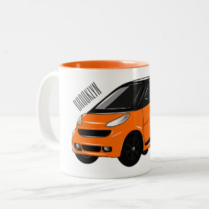 Micro car cartoon illustration Two-Tone coffee mug