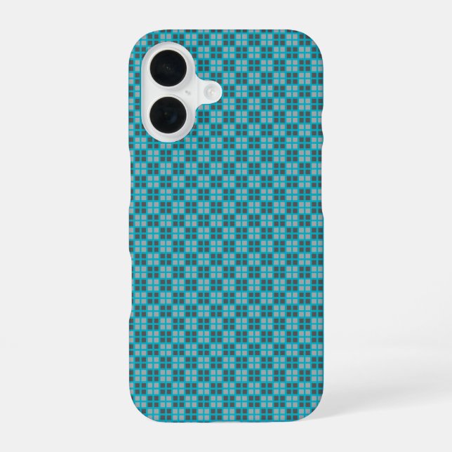 Micro Chequered Blue iPhone Protector iPhone 16 Case (Back)