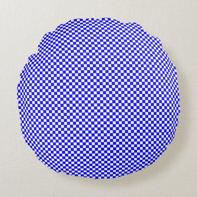 Micro Chequered Grid Pattern Round Cushion (Front)