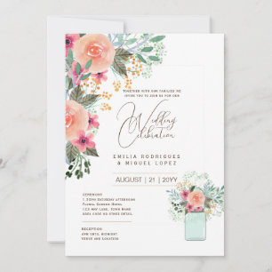 Micro Garden Wedding Theme Pretty Floral Summer  Invitation