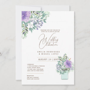 Micro Garden Wedding Theme Pretty Floral Summer Invitation