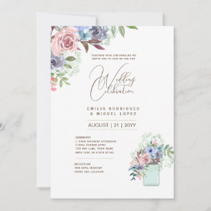 Micro Garden Wedding Theme Pretty Floral Summer Invitation