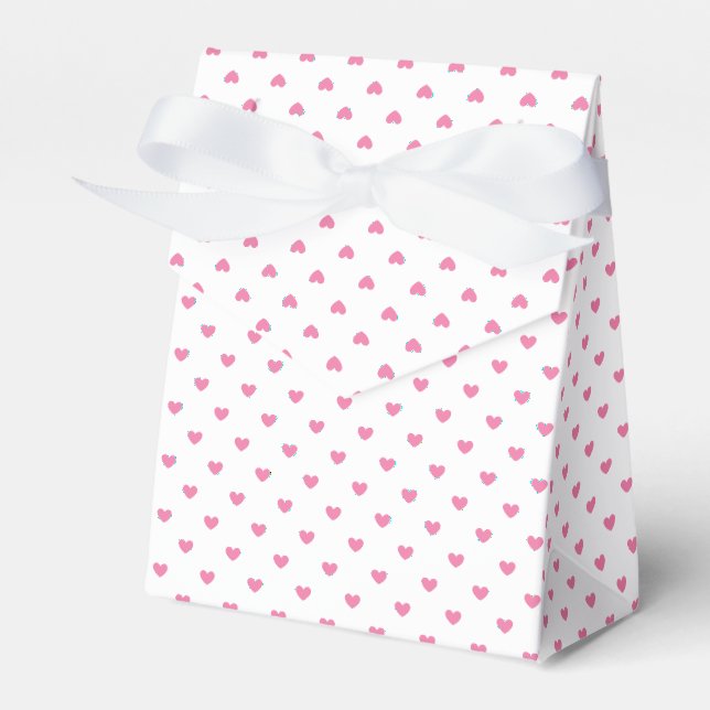 Micro Hearts Fuchsia Pink - White Favour Box (Front Side)