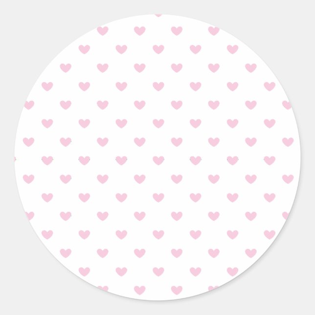 Micro Hearts Light Pink - White Classic Round Sticker (Front)