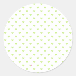 Micro Hearts Spring Green - White Classic Round Sticker