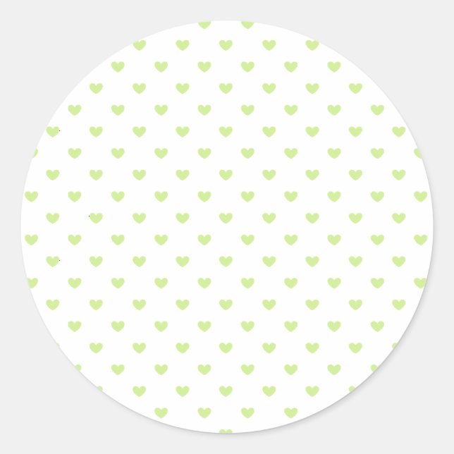 Micro Hearts Spring Green - White Classic Round Sticker (Front)