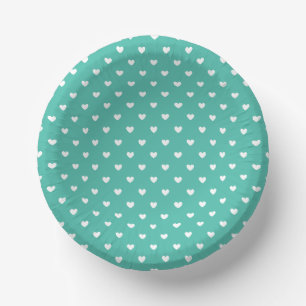 Micro Hearts White - Bluegrass Green Paper Plate