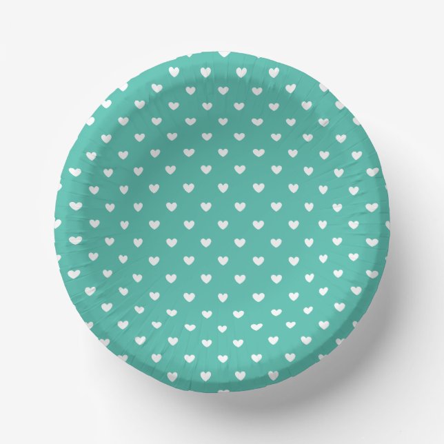 Micro Hearts White - Bluegrass Green Paper Plate (Front)