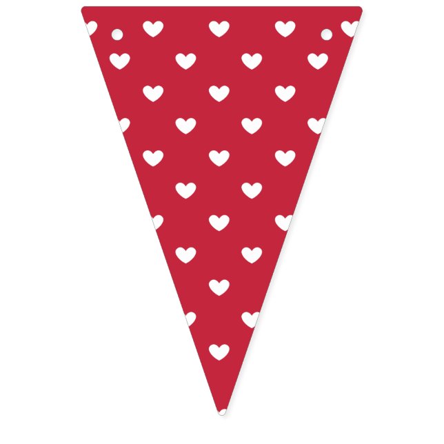 Micro Hearts White - Cherry Red Bunting (First Flag)