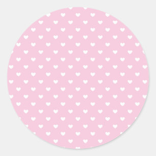 Micro Hearts White - Light Pink  Classic Round Sticker