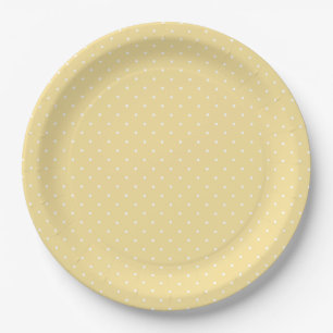 Micro Polka Dot White - Canary Yellow Paper Plate