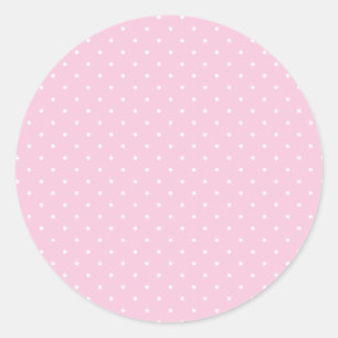 Micro Polka Dot White - Light Pink Classic Round Sticker