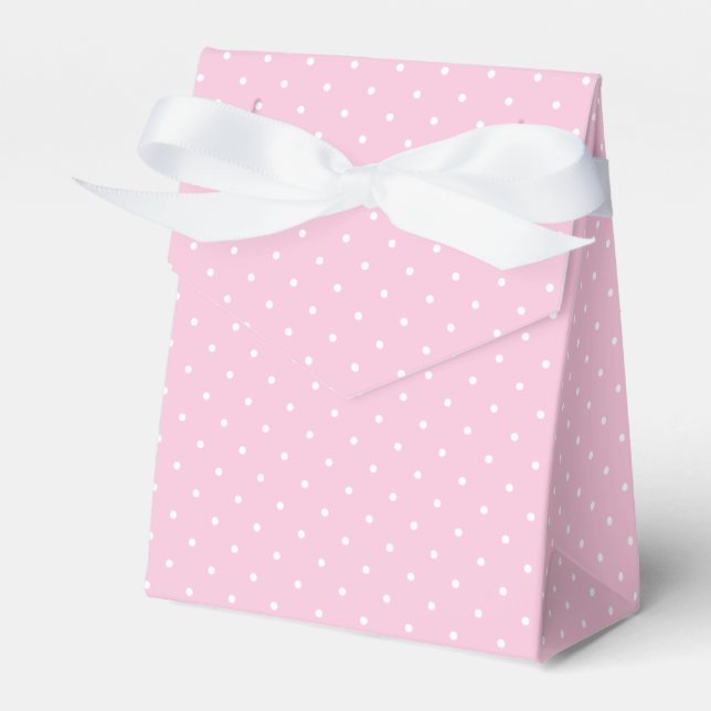 Micro Polka Dot White - Light Pink Favour Box (Front Side)