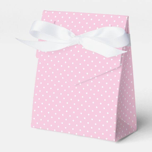 Micro Polka Dot White - Light Pink Favour Box (Front Side)