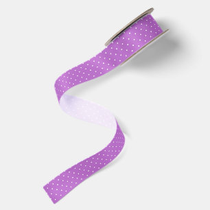 Micro Polka Dot White - Orchid Purple Satin Ribbon