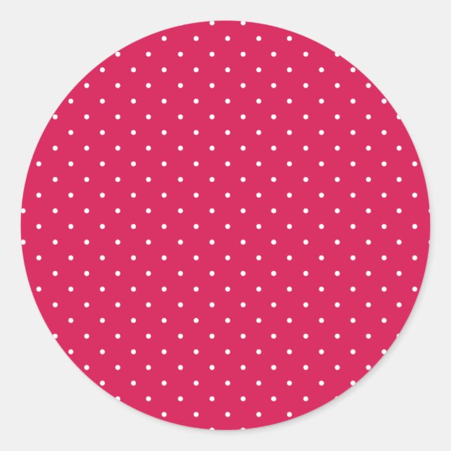 Micro Polka Dot White - Raspberry Red Classic Round Sticker (Front)