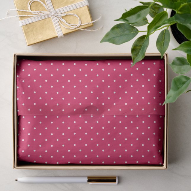 Micro Polka Dot White - Raspberry Red Tissue Paper (Gift)