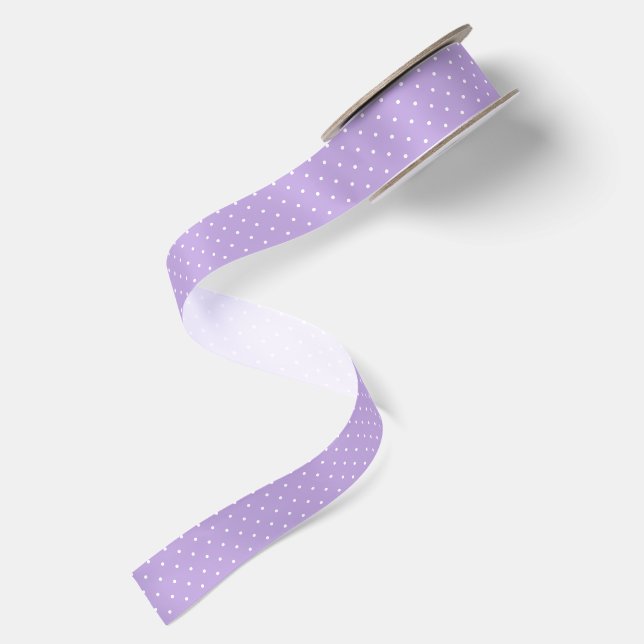Micro Polka Dot White - Soft Lavender Satin Ribbon (Front+Back)