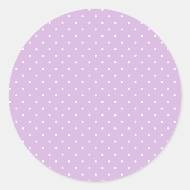 Micro Polka Dot White - Soft Lilac Classic Round Sticker (Front)