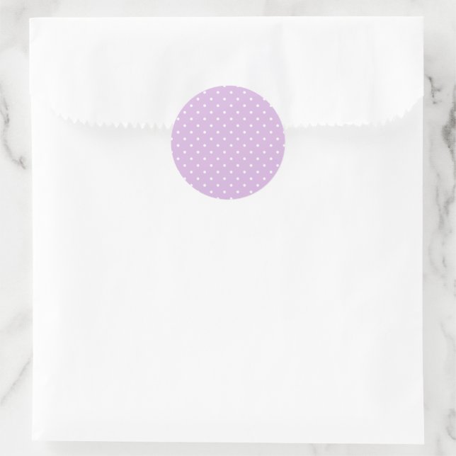 Micro Polka Dot White - Soft Lilac Classic Round Sticker (Bag)