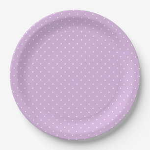 Micro Polka Dot White - Soft Lilac Paper Plate