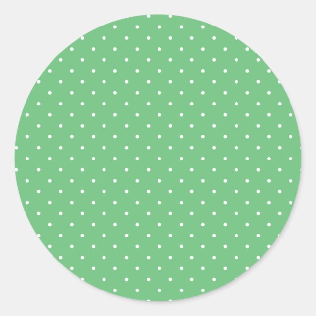 Micro Polka Dot White - Summer Green Classic Round Sticker (Front)