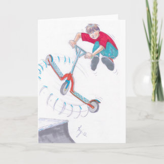 micro scooter microscooter trick cartoon card