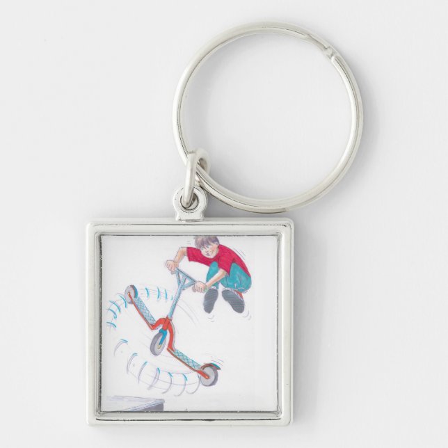 micro scooter microscooter trick cartoon key ring (Front)
