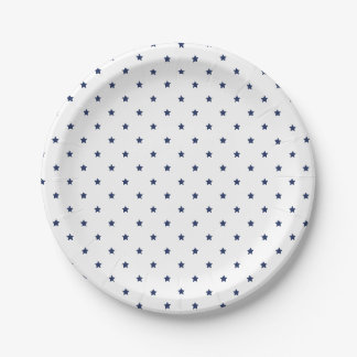 Micro Stars Navy Blue - White Paper Plates