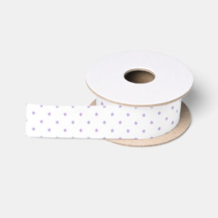 Micro Stars Soft Lavender - White Satin Ribbon