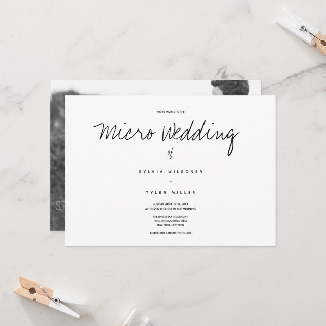 Micro Wedding Photo Black White Horizontal (Front/Back In Situ)