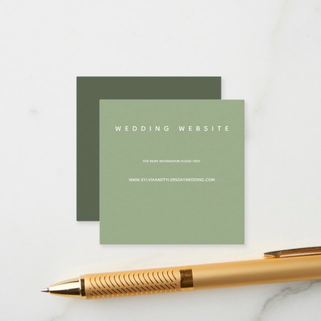 Micro Wedding Sage Minimal Wedding Website Enclosure Card (Front/Back In Situ)