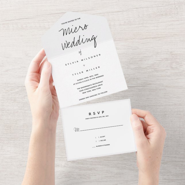 Micro Wedding Typography Minimal All In One Invitation (Tearaway)