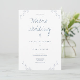 Micro Wedding White Dusty Blue Leaves
