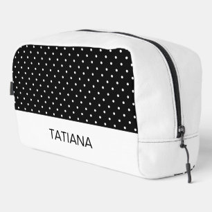 Micro White Polka Dots on Black Pattern Dopp Kit
