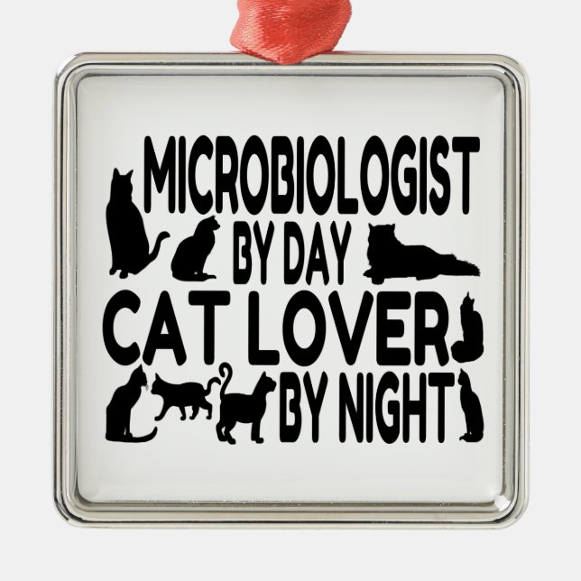 Microbiologist Cat Lover Metal Tree Decoration (Front)